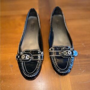 Franco Sarto Kody Ballet Loafers Black Patent Leather Sz 8m Buckle Comfy Preppy
